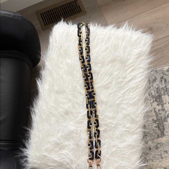 New Navy and Gold Acrylic Crossbody Chunky Chain Bag Strap Replacement - Picture 2 of 6